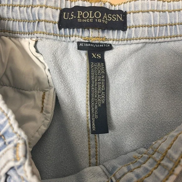 U.S. POLO ASSN. Chambray‎ Pull On Drawstring Denim Shorts Size XS Casual Preppy - Picture 4 of 9